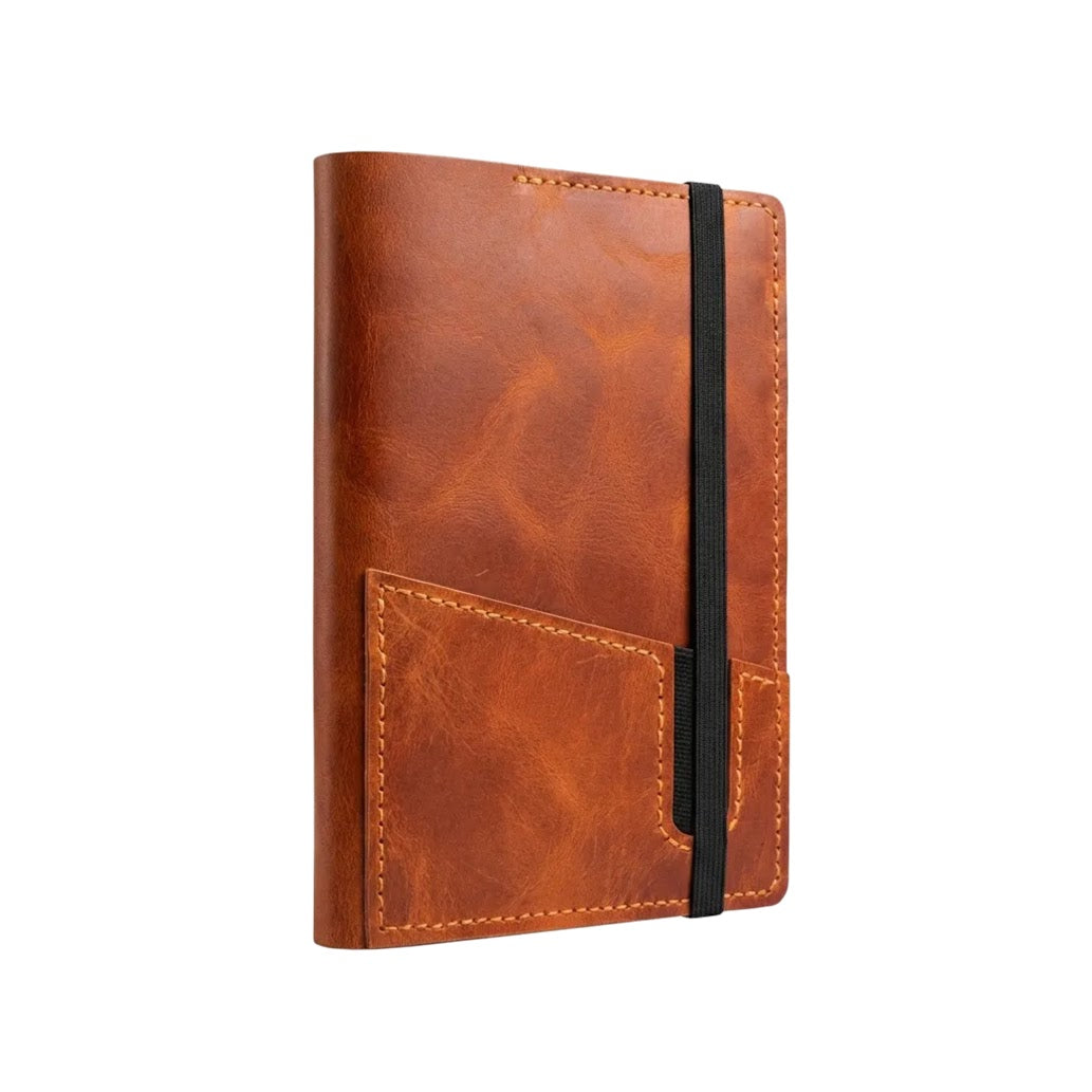 MyEcem Handmade Genuine Leather A5 Notebook Cover & Organizer – Phone & Pen Holder, Refillable Planner with 120-Page Handcrafted Notebook, Rustic Vintage Journal Protector, Gift Box Included